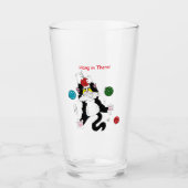 Tuxedo Zwart Wit Kerstmis Kat Glas (Voorkant)