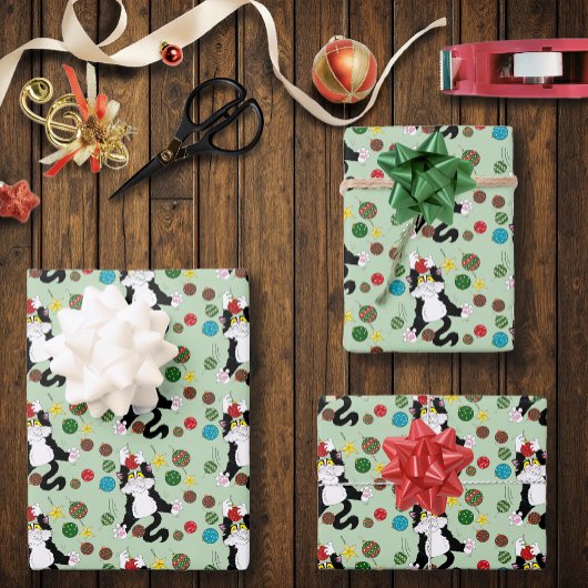 Tuxedo Zwart Wit Kerstmis Kat Inpakpapier Vel