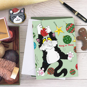 Tuxedo Zwart Wit Kerstmis Kat Kaart