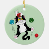 Tuxedo Zwart Wit Kerstmis Kat Keramisch Ornament (Achterkant)