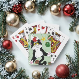 Tuxedo Zwart Wit Kerstmis Kat Pokerkaarten