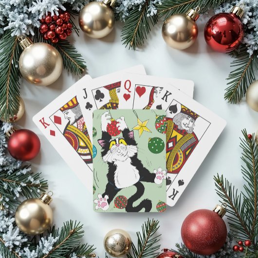 Tuxedo Zwart Wit Kerstmis Kat Pokerkaarten
