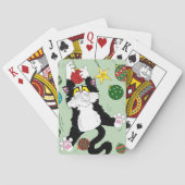 Tuxedo Zwart Wit Kerstmis Kat Pokerkaarten (Achterkant)