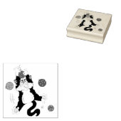 Tuxedo Zwart Wit Kerstmis Kat Rubberstempel (Gestempeld)