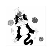 Tuxedo Zwart Wit Kerstmis Kat Rubberstempel (Afrduk)