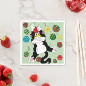 Tuxedo Zwart Wit Kerstmis Kat Servet (Insitu)