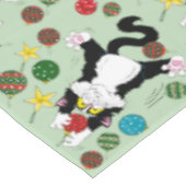 Tuxedo Zwart Wit Kerstmis Kat Tafelkleed (Gekanteld)