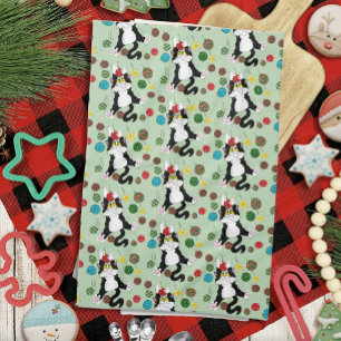 Tuxedo Zwart Wit Kerstmis Kat Theedoek
