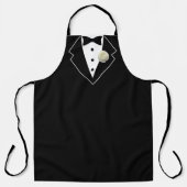 Tuxedo Zwart-Wit met Witte Bloem in Lapel Schort (Voorkant)