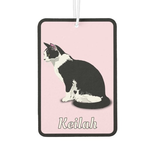 Tuxedo zwart-witte kat gepersonaliseerd luchtverfrisser (Achterkant)