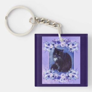 Tuxedo zwart-witte kat kunst van Renee Lavoie  Sleutelhanger