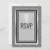 Tuxedo zwart, zilver en wit  r.s.v.p aankondiging (Voorkant)