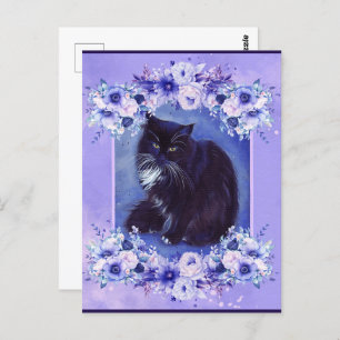 Tuxedo zwarte en witte kattenkunst van Renee Lavoi Briefkaart