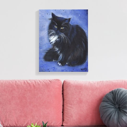 Tuxedo zwarte en witte kattenkunst van Renee Lavoi Canvas Afdruk (Insitu (Woonkamer))