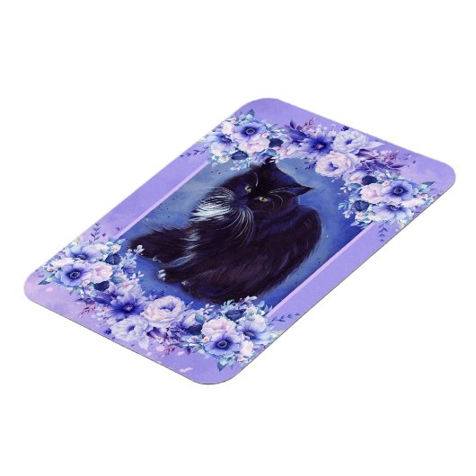 Tuxedo zwarte en witte kattenkunst van Renee Lavoi Magneet (Linkerzijde)