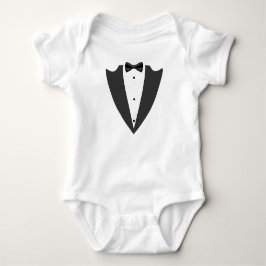 Tuxedo zwarte revers en vlinderdas en witte T-shir Romper