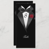 Tuxedo Zwarte Tafel Nummer Stoel Plaatskaart (Voorkant / Achterkant)