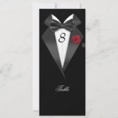 Tuxedo Zwarte Tafel Nummer Stoelkaart Kaart (Achterkant)