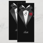 Tuxedo Zwarte Tafel Nummer Stoelkaart Kaart (Voorkant / Achterkant)