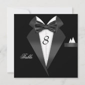 Tuxedo Zwarte Tafel Nummer Stoelkaart Kaart (Achterkant)
