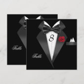 Tuxedo Zwarte Tafel Nummer Zitplaatskaart Kaart (Voorkant / Achterkant)