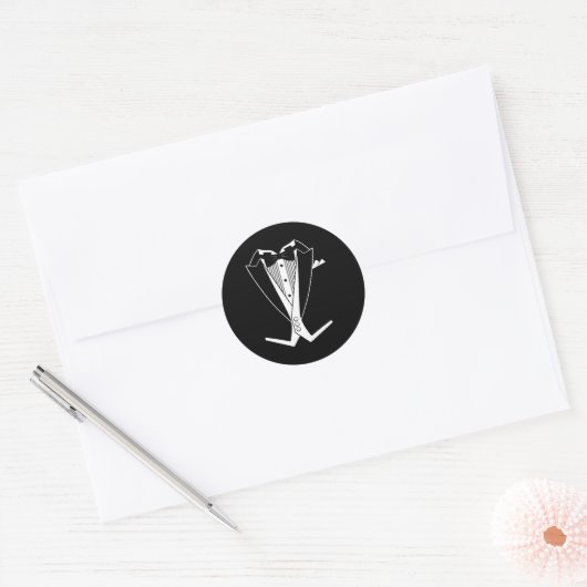 Tuxedo Zwarte Vlinderdas Ronde Sticker (Envelop)