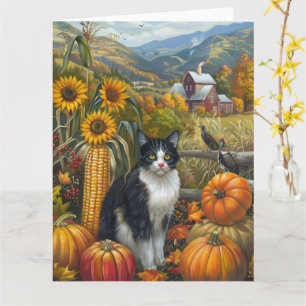 Tuxedokat Herfst Oogst Thanksgiving Kaart