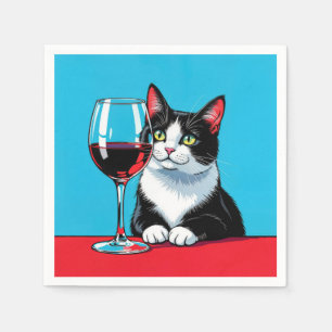 Tuxedokat Met Glas Rode Wijn Servet