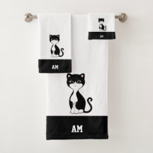 Tuxedokat & Monogram op Zwart & Wit