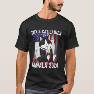 Tuxie Cat Dames voor Kamala 2024 USA Presidential T-shirt