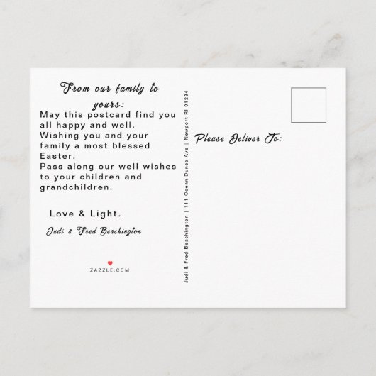 *~* TV1 Happy EasterBunny Flowers Eggs Briefkaart (Achterkant)