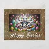 *~* TV1 Happy EasterBunny Flowers Eggs Briefkaart (Voorkant)