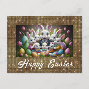 *~* TV1 Happy EasterBunny Flowers Eggs Briefkaart