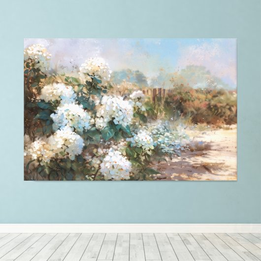 *~* TV2 Kunst Strand Hydrangea Canvas Print (Insitu (Houten vloer))