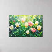*~* TV2 Rode Witte Tulpen Uitgerekte Canvas Print (Voorkant)