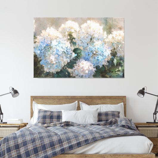 *~* TV2 Roze Blauw Hydrangea Canvas Print (Insitu (Slaapkamer))