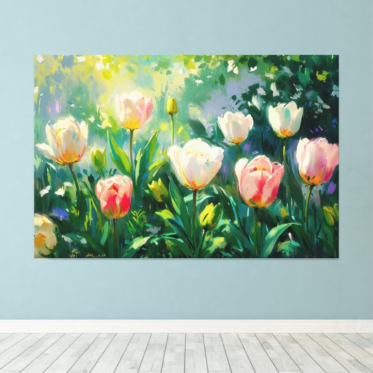 *~* TV2 Spring TULPEN Uitgerekt Canvas Print (Insitu (Houten vloer))