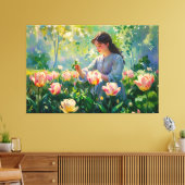 *~* TV2 Tuin Tulpen Meisje Stretched Canvas Print (Insitu (Woonkamer))