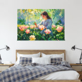 *~* TV2 Tuin Tulpen Meisje Stretched Canvas Print (Insitu (Slaapkamer))