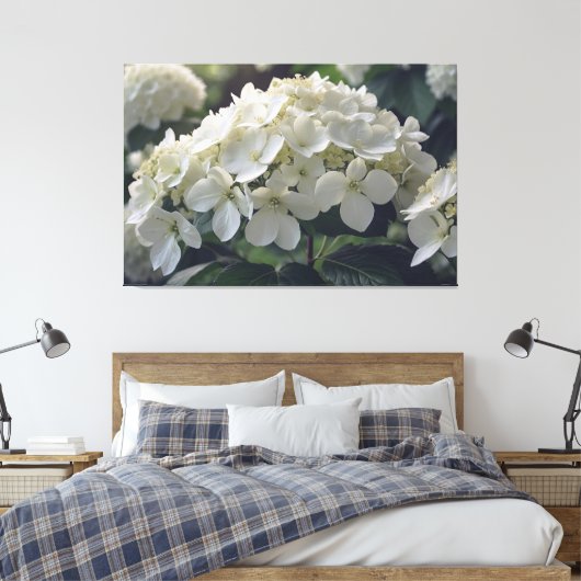 *~* TV2 Zachte Hydrangea Uitgerekte Canvas Print (Insitu (Slaapkamer))