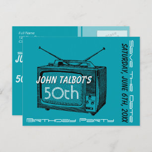 tv 50e verjaardag Bewaar de datum Aankondigingskaart