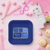 Tv-diner retro in blauw papieren bordje (Feest)