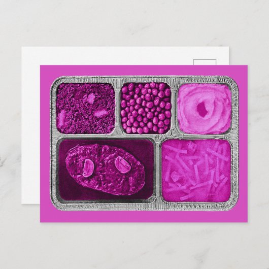 Tv-diner retro in roze briefkaart (Voorkant / Achterkant)