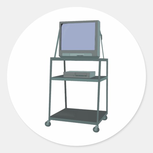 TV- en videokaart Classroom 80s 90s Funny School Ronde Sticker (Voorkant)