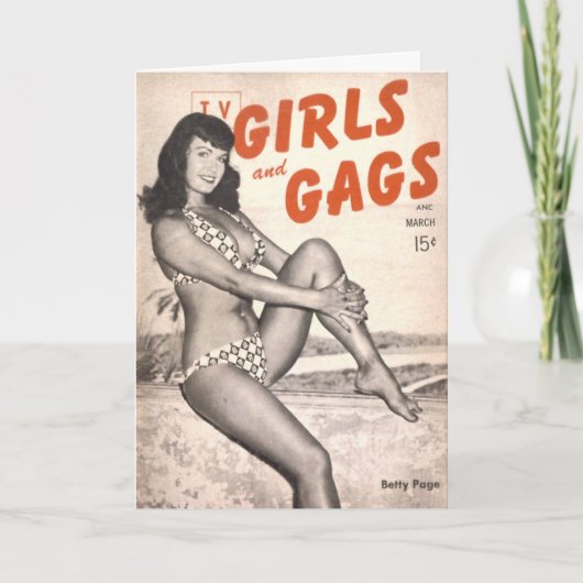 "TV Girls and Gags" Note Card met Bettie Page cove Bedankkaart (Voorkant)
