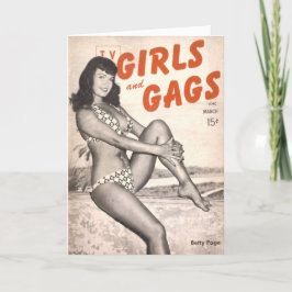 "TV Girls and Gags" Note Card met Bettie Page cove Bedankkaart