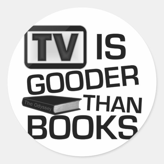 Tv is goeder dan Books Funny Ronde Sticker (Voorkant)