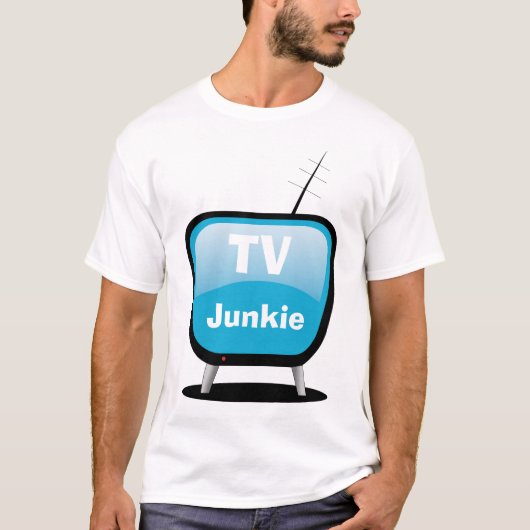 TV Junkie - Cartoon Style TV T-shirt (Voorkant)