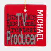 TV Producent Extraordinaire CUSTOM Keramisch Ornament (Achterkant)