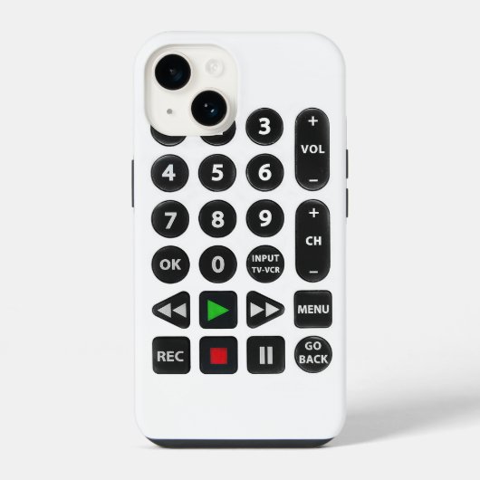 TV Remote met VCR-Button iPhone Hoesje (Achterkant)
